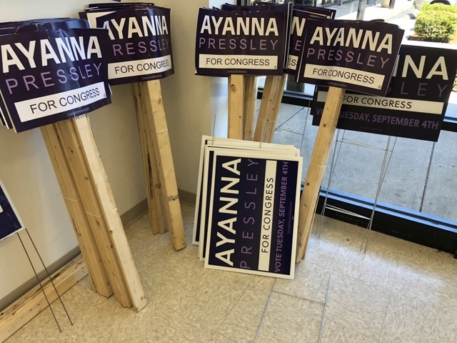 Ayanna Pressley For Congress campaign signs, 2018