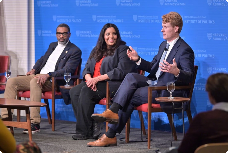 From left, NAACP CEO & President Derrick Johnson, Organizing Accelerator senior advisor Tracey Lewis, and Groundwork Project founder and former congressman Joe Kennedy III during a forum which launched the Organizing Accelerator, a 20-week training, mentoring and networking fellowship program created by the NAACP and Groundwork Project